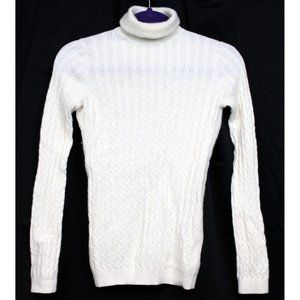 Banana Republic Women's Angora Cable Knit Sweater sz S Turtleneck Fluffy Winter